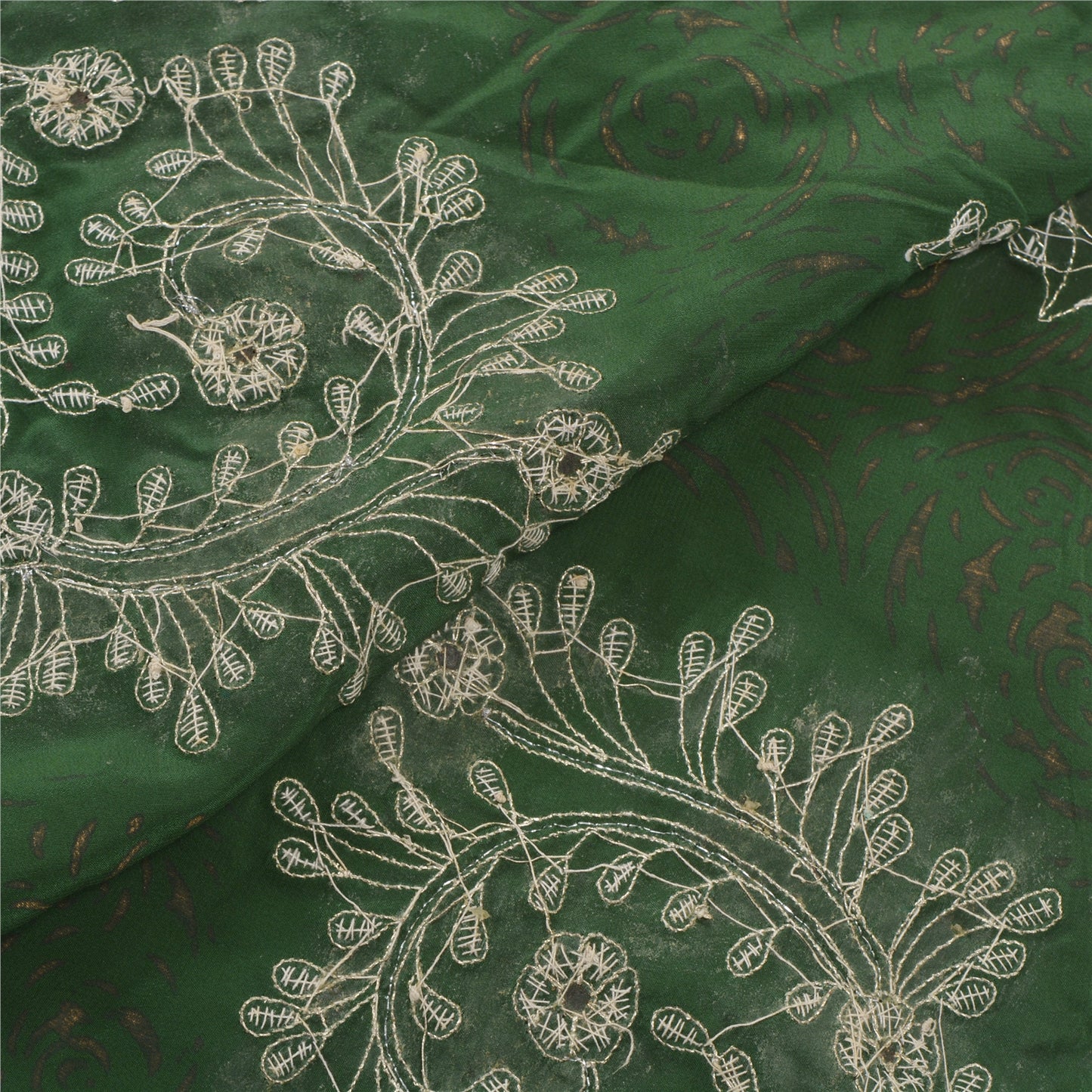 Sanskriti Vintage Heavy Dupatta 100% Pure Silk Hand Embroidered Painted Stole