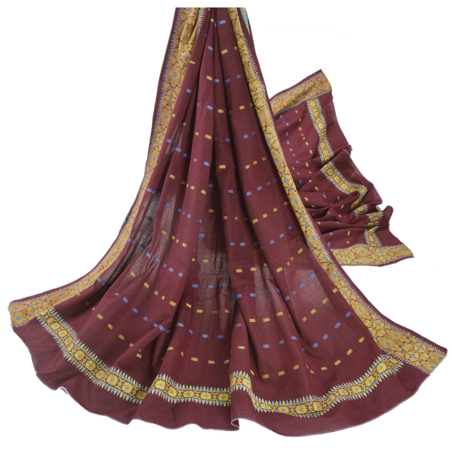 Sanskriti Vintage Purple Heavy Dupatta 100% Pure Cotton Woven Scarf Floral Stole