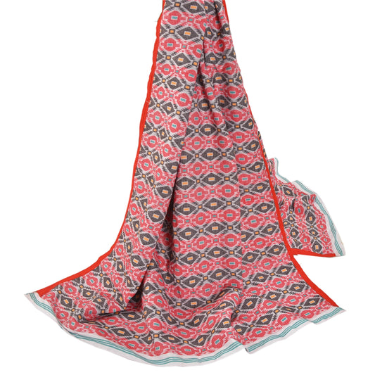 Sanskriti Vintage Traditional White Heavy Dupatta Pure Cotton Woven Gamosa Stole