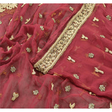 Load image into Gallery viewer, Sanskriti Vintage Heavy Dupatta Pure Chiffon Silk Purple Hand Beaded Zardozi Stole
