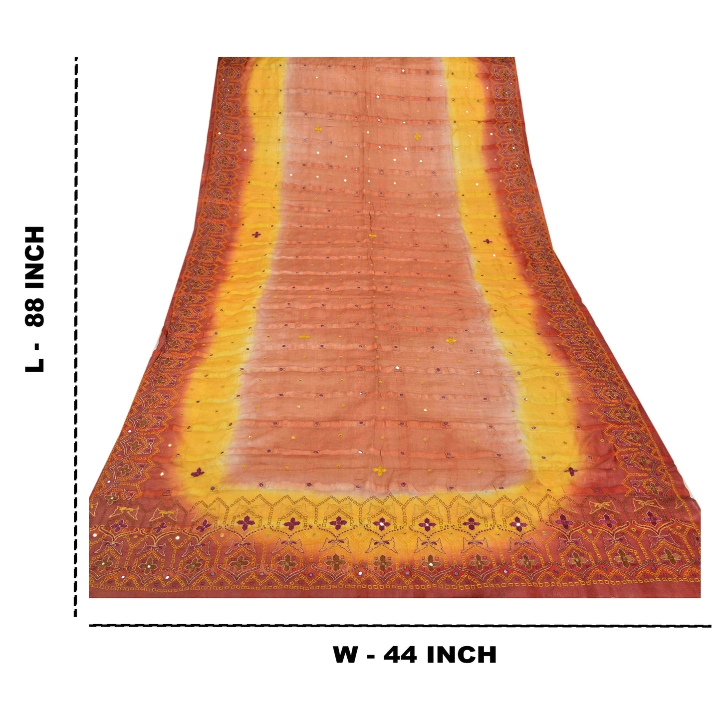 Sanskriti Vintage Heavy Dupatta 100% Pure Silk Hand Embroidered Mirror Stole