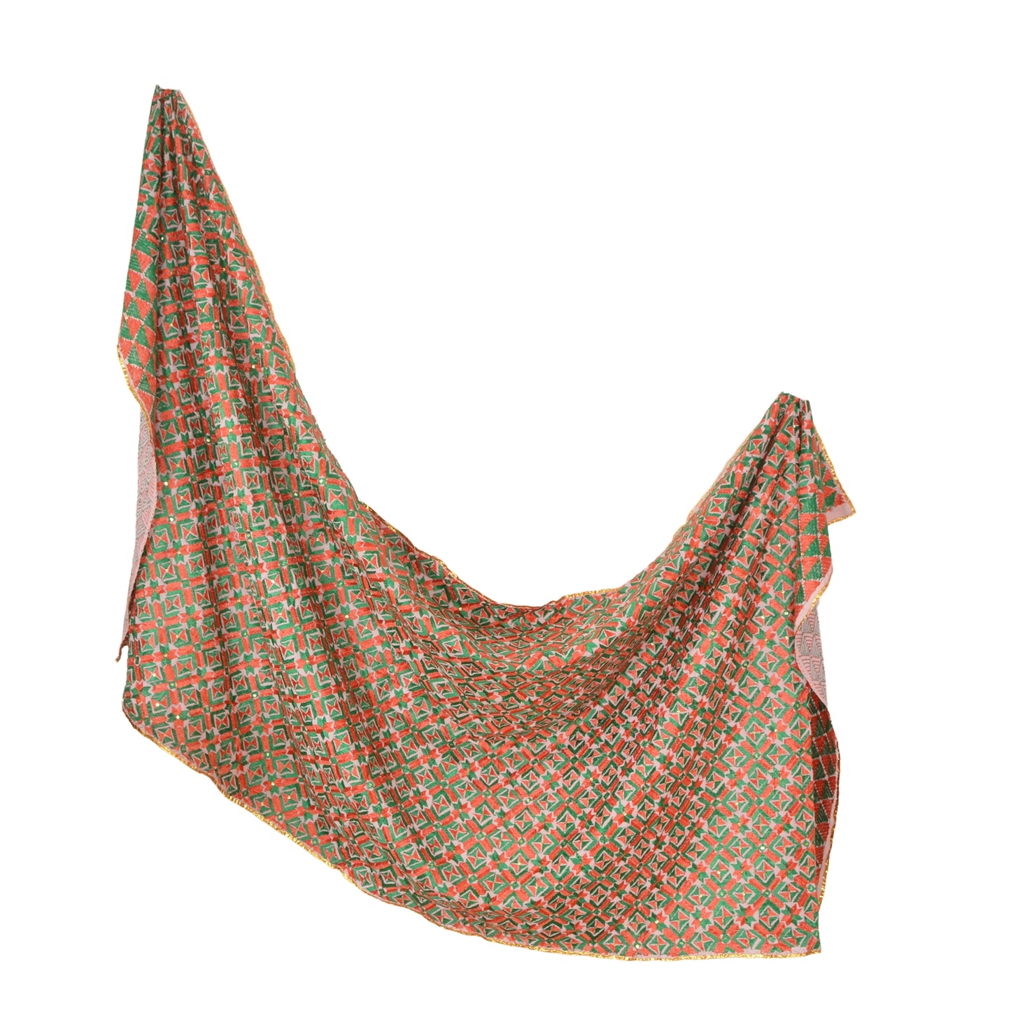 Sanskriti Vintage Heavy Dupatta Pure Cotton Handmade OOAK Bagh Phulkari Stole