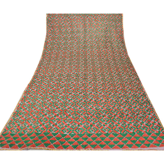 Sanskriti Vintage Heavy Dupatta Pure Cotton Handmade OOAK Bagh Phulkari Stole