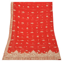 Load image into Gallery viewer, Sanskriti Vintage Heavy Wedding Dupatta Pure Chiffon Silk Red Hand Beaded Stole
