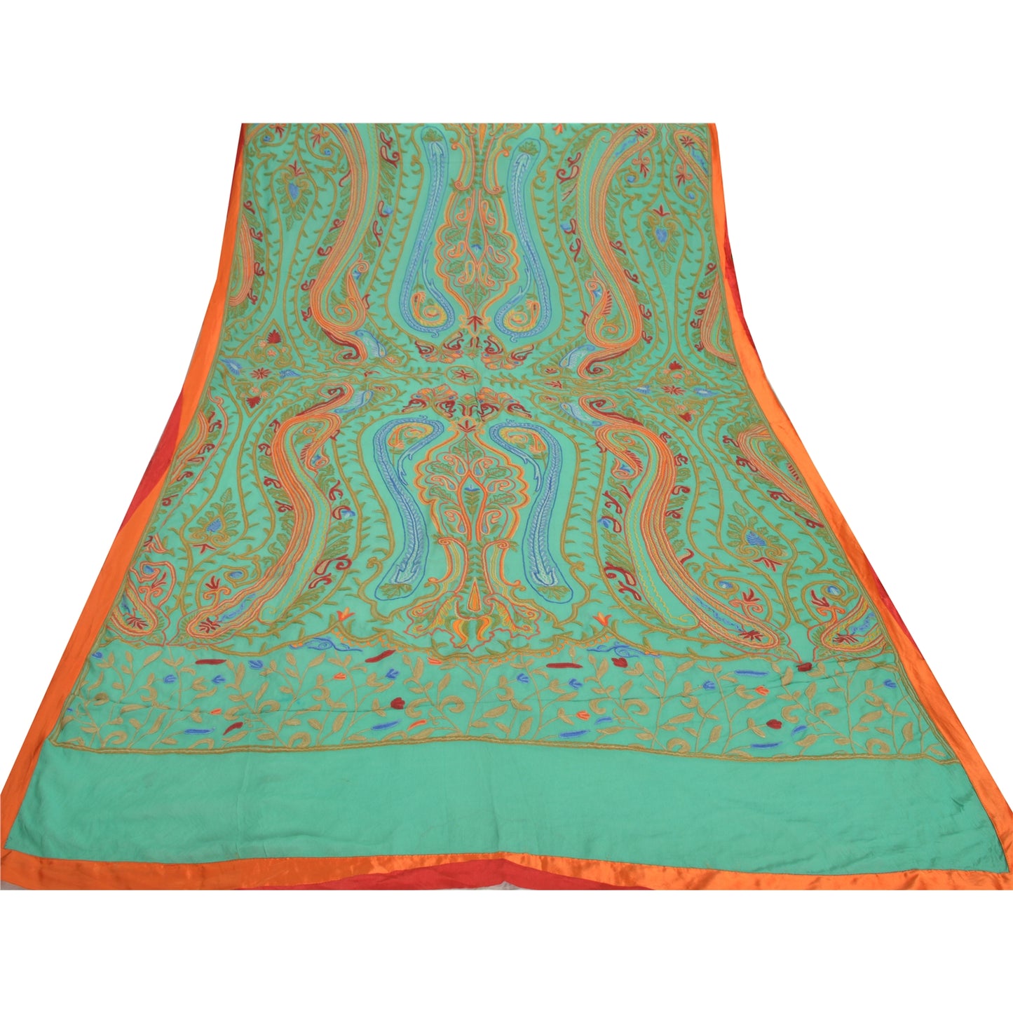 Sanskriti Vintage Heavy Dupatta Pure Georgette Silk Handmade Ari Work Stole