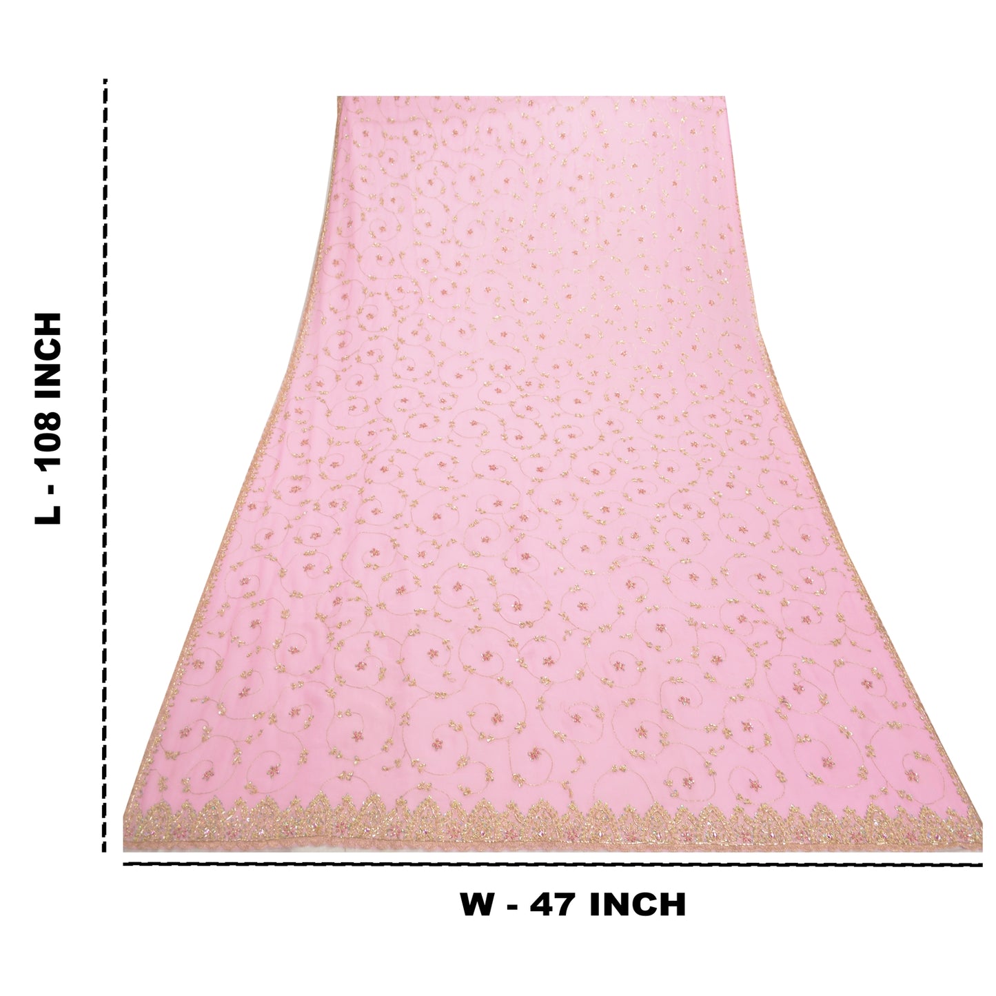 Sanskriti Vintage Heavy Dupatta Pure Georgette Zari Hand Beaded Rhinestone Stole