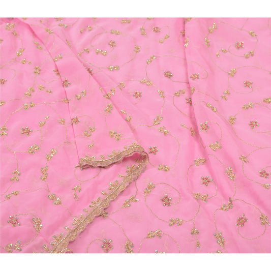 Sanskriti Vintage Heavy Dupatta Pure Georgette Zari Hand Beaded Rhinestone Stole