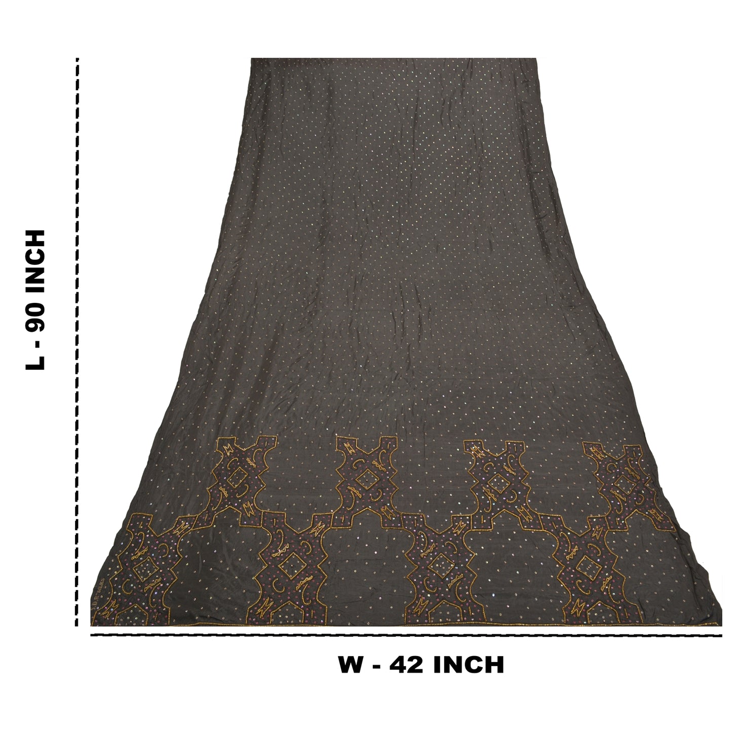 Sanskriti Vintage Heavy Bollywood Dupatta Pure Silk Black Hand Beaded Stole