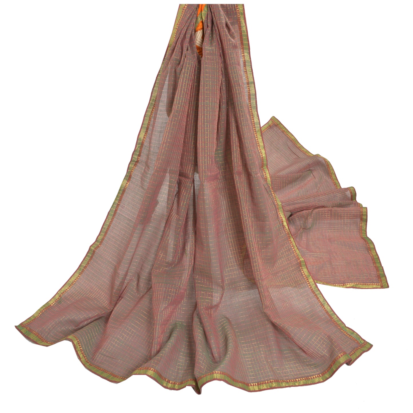 Sanskriti Vintage kraftig Dupatta ren bomuld håndvævet Chettinard stola