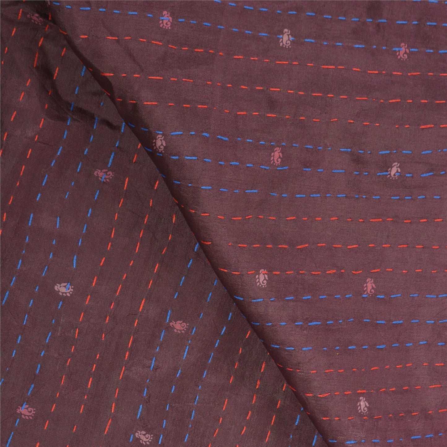 Sanskriti Vintage Heavy Dupatta Long Stole Pure Silk Hand Embroidered Kantha