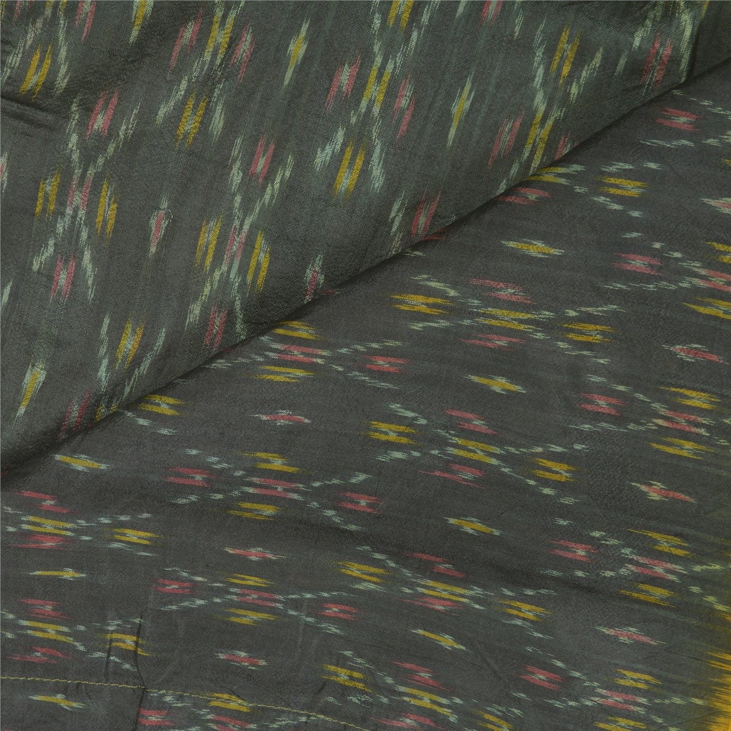 Sanskriti Vintage Green Pochampally Ikat Heavy Dupatta Handwoven Pure Silk Stole