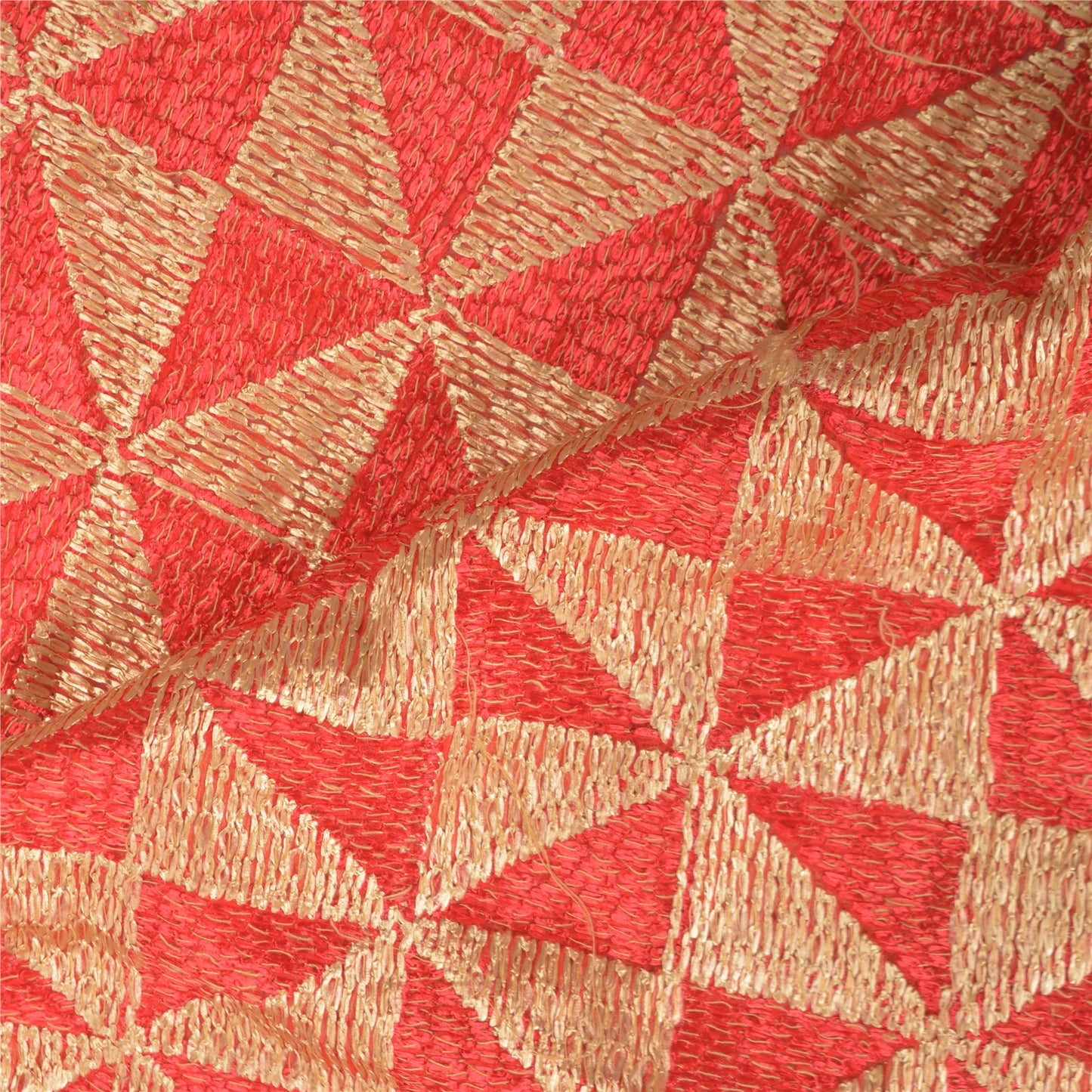 Санскритский винтажный красный тяжелый палантин Dupatta из шифона и шелка с вышивкой Phulkari