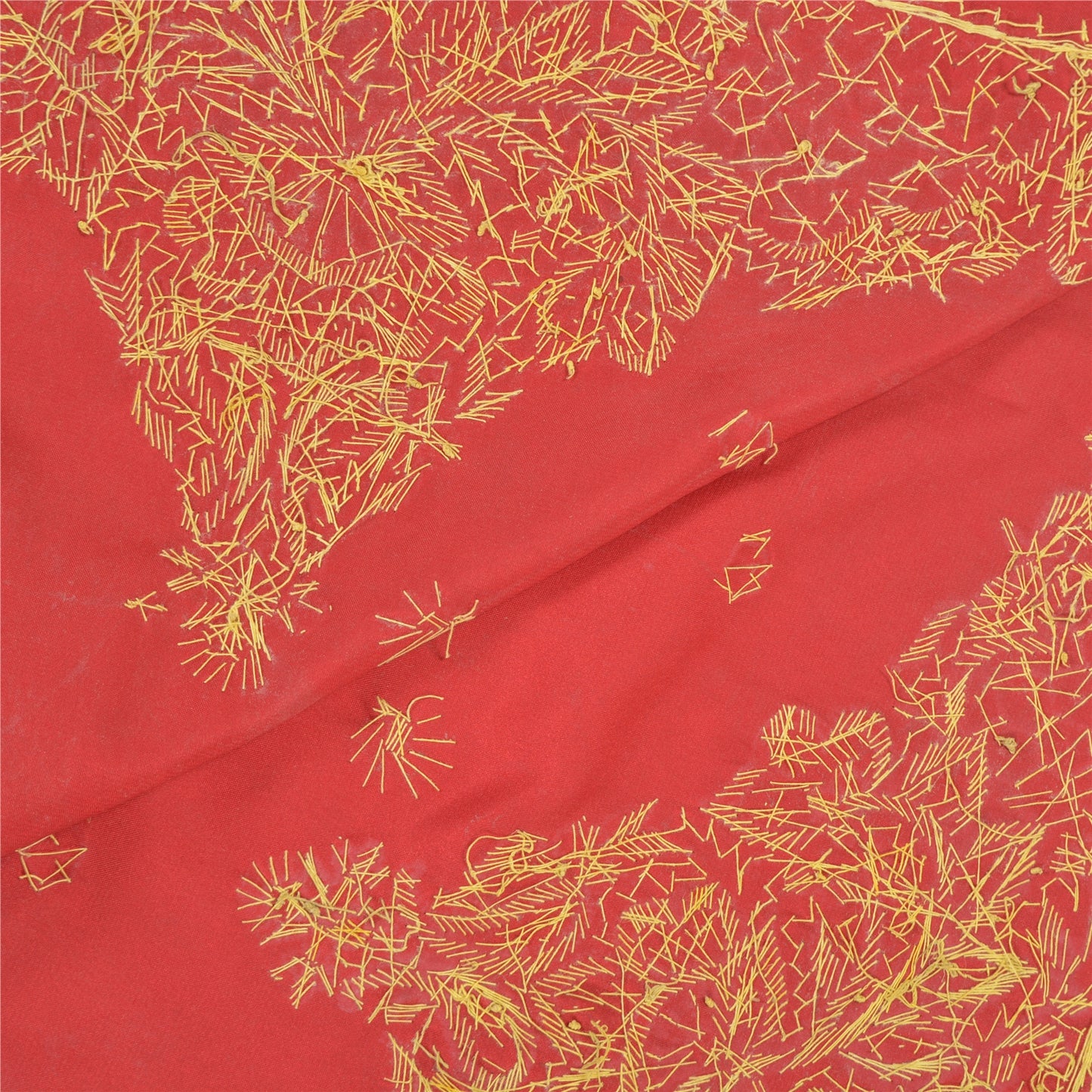 Sanskriti Vintage Heavy Dupatta 100% Pure Satin Silk Dark Red Hand Beaded Stole