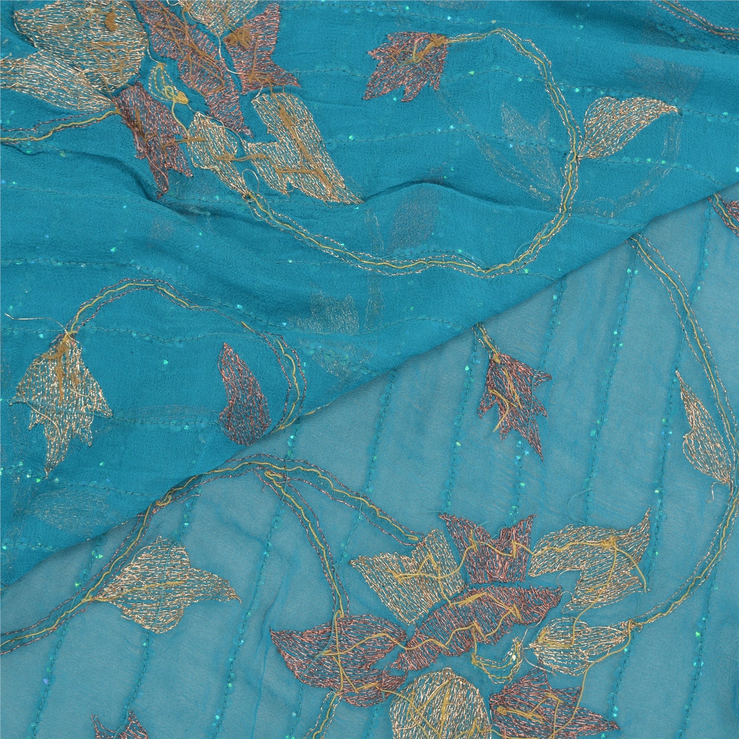 Sanskriti Vintage Heavy Dupatta Pure Georgette Silk Blue Hand Beaded Stole