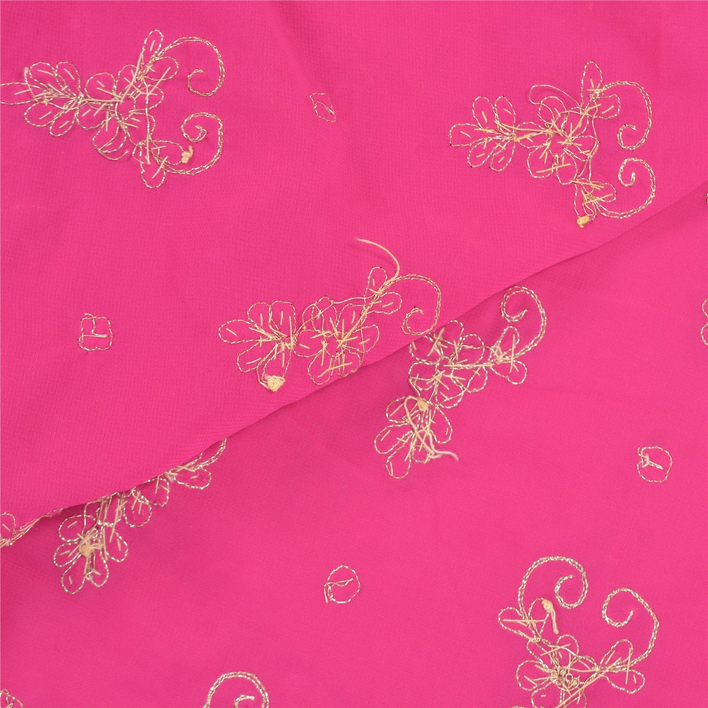 Sanskriti Vintage Heavy Dupatta Crepe Silk Magenta Hand Beaded Zardozi Stole