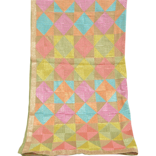 Sanskriti Vintage Hand Embroidered Phulkari Dupatta: Art Silk Bagh Phulkari Traditional Shawl Indian Heritage Textile Women Traditional Dress