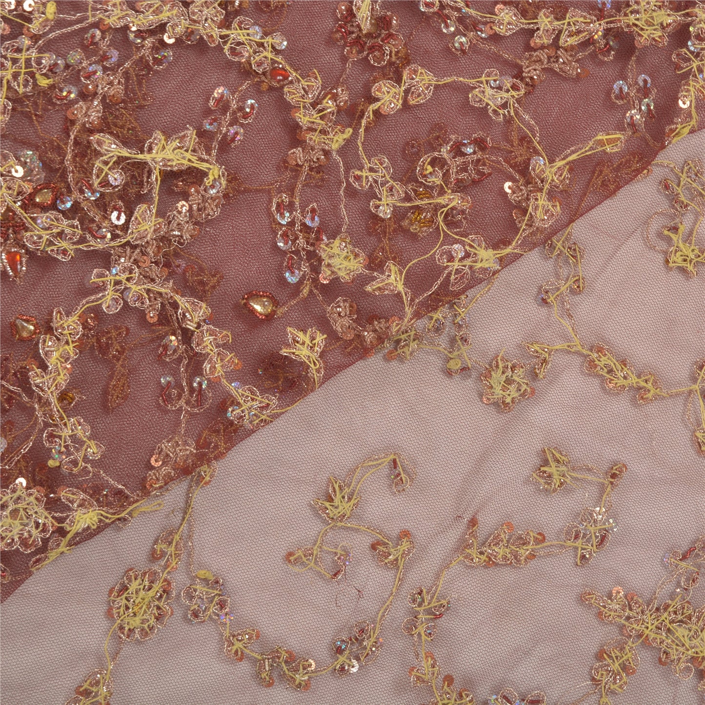 Sanskriti Vintage Heavy Dupatta Net Mesh Dark Red Hand Beaded Zardozi Stole