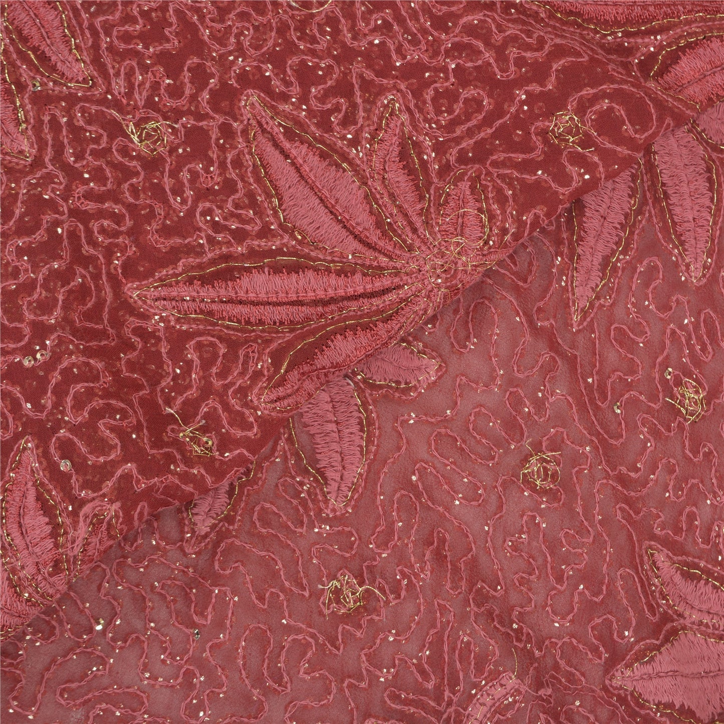 Sanskriti Vintage Heavy Dupatta Pure Georgette Silk Handmade Glass Beads Stole