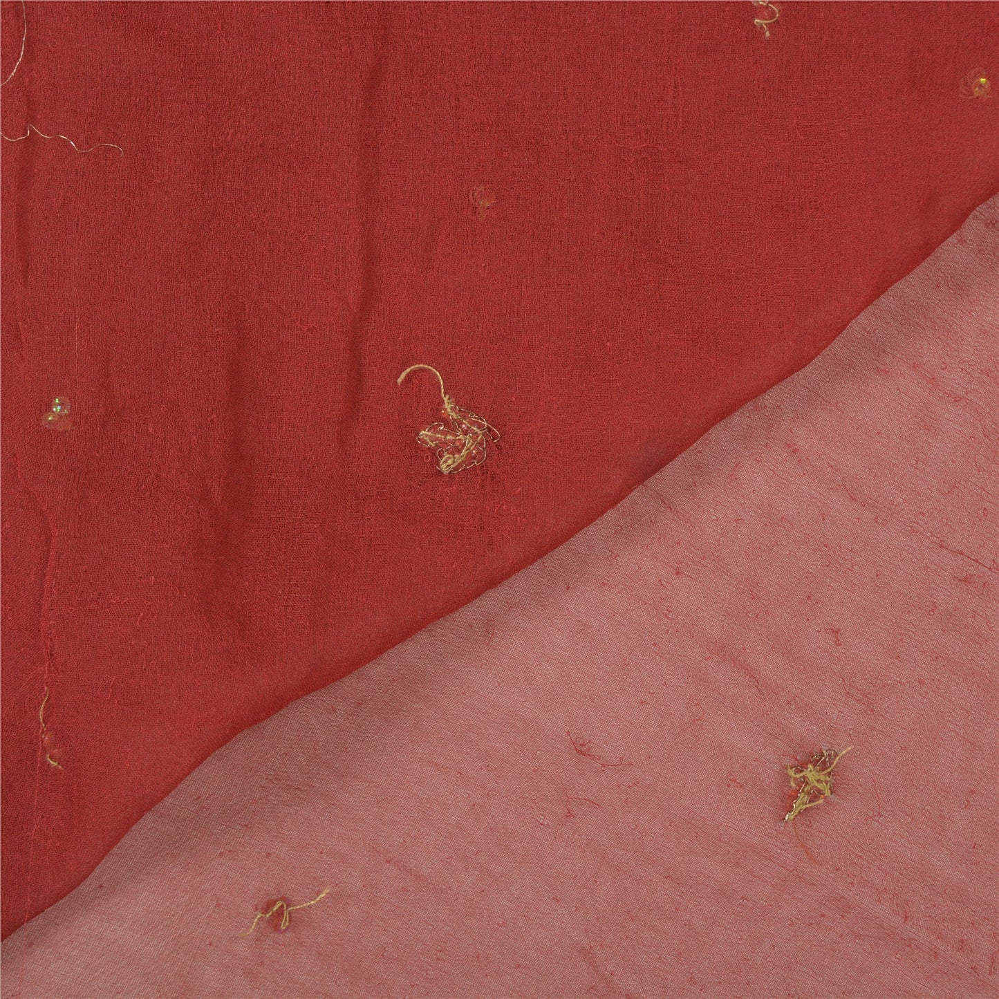 Sanskriti Vintage Heavy Dupatta Dark Red Georgette Hand Beaded Zardozi Stole