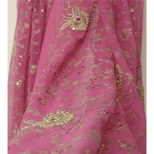 Load image into Gallery viewer, Sanskriti Vintage Pink Dupatta Pure Georgette Silk Hand Beaded Zardozi Stole
