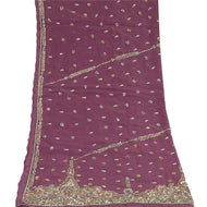 Sanskriti Vintage Mauve Long Party Dupatta Stole Georgette Hand Beaded Scarves