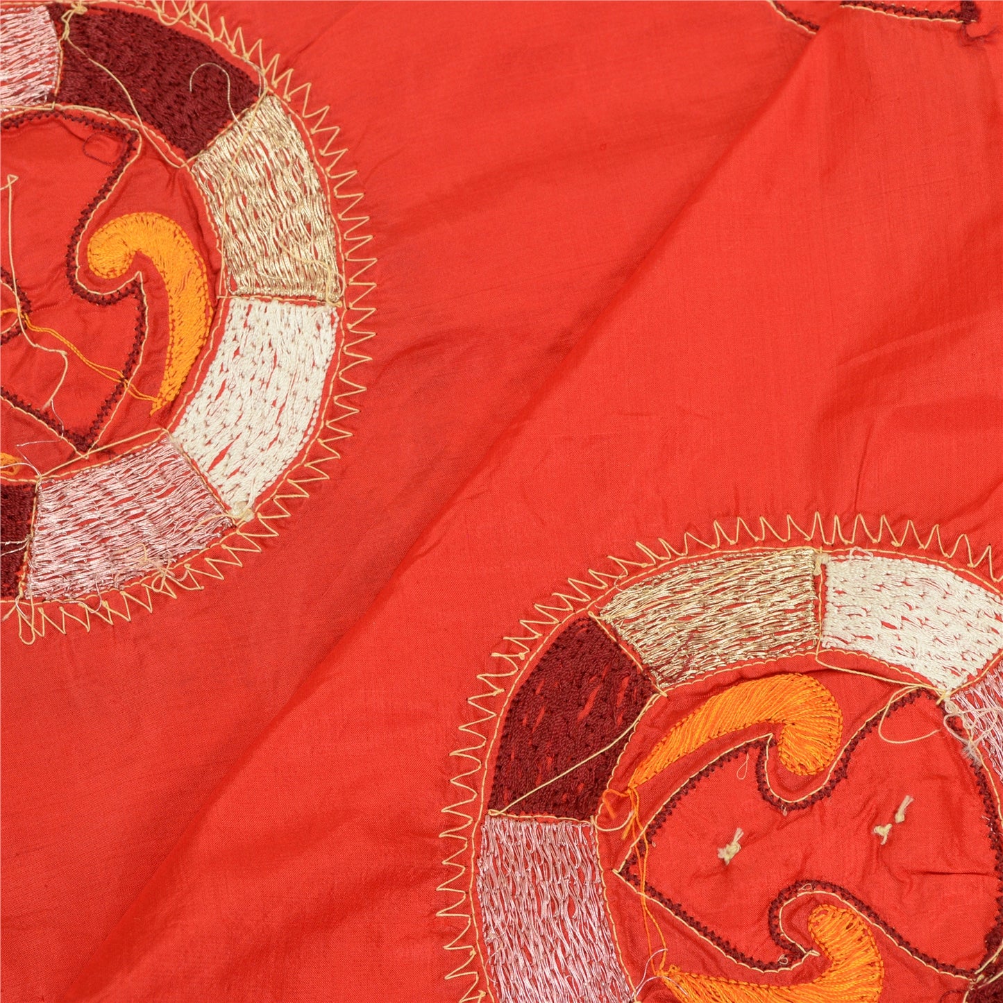 Санскрити Винтаж Красный Тяжелый Дупатта 100% Чистый Шелк Ручной Работы Бисером Накидка Палантин