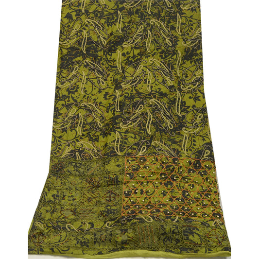 Sanskriti Vintage Green Heavy Party Dupatta Pure Silk Hand Beaded Wrap Stole