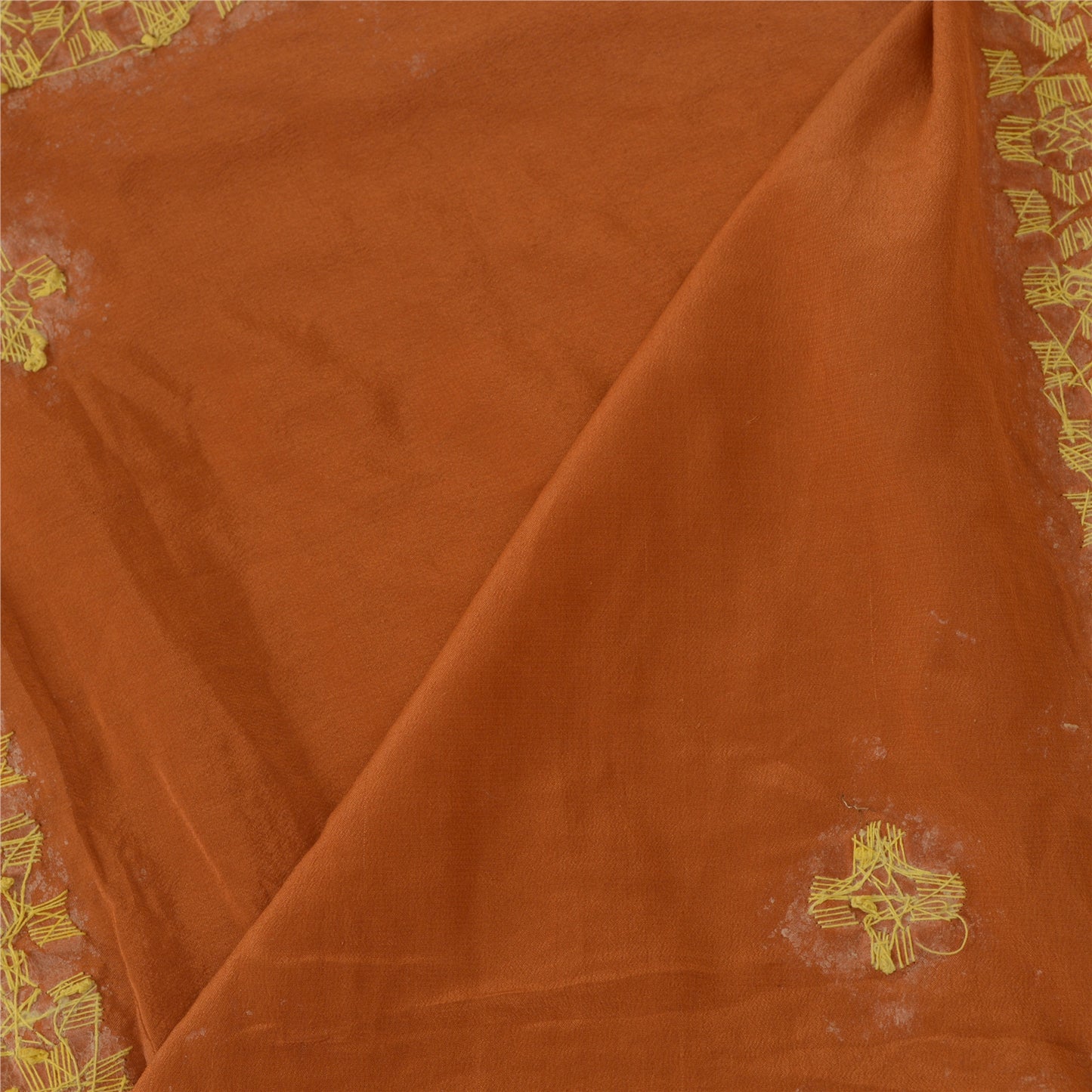 Sanskriti Vintage Orange/Peach Dupatta Pure Crepe Silk Hand Beaded Wrap Stole