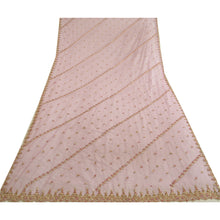 Load image into Gallery viewer, Sanskriti Vintage Long Dupatta Net Mesh Pink Hand Beaded Zardozi Wrap Stole
