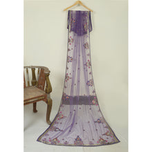 Load image into Gallery viewer, Sanskriti Vintage Dupatta Long Stole Net Mesh Lavender Hand Beaded Wrap Scarves
