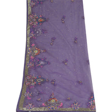 Load image into Gallery viewer, Sanskriti Vintage Dupatta Long Stole Net Mesh Lavender Hand Beaded Wrap Scarves
