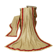 Sanskriti Vintage Dupatta Long Stole Georgette Golden Hand Beaded Wrap Scarves