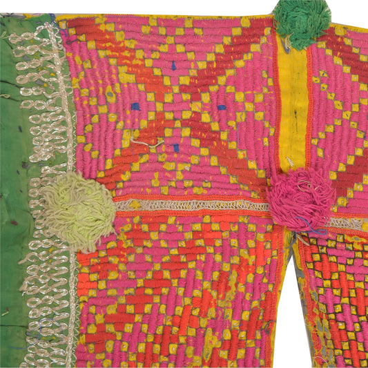 Sanskriti Vintage Pure Cotton Hand Embroidered Kutch Craft Dress Design Sustainable Fabric