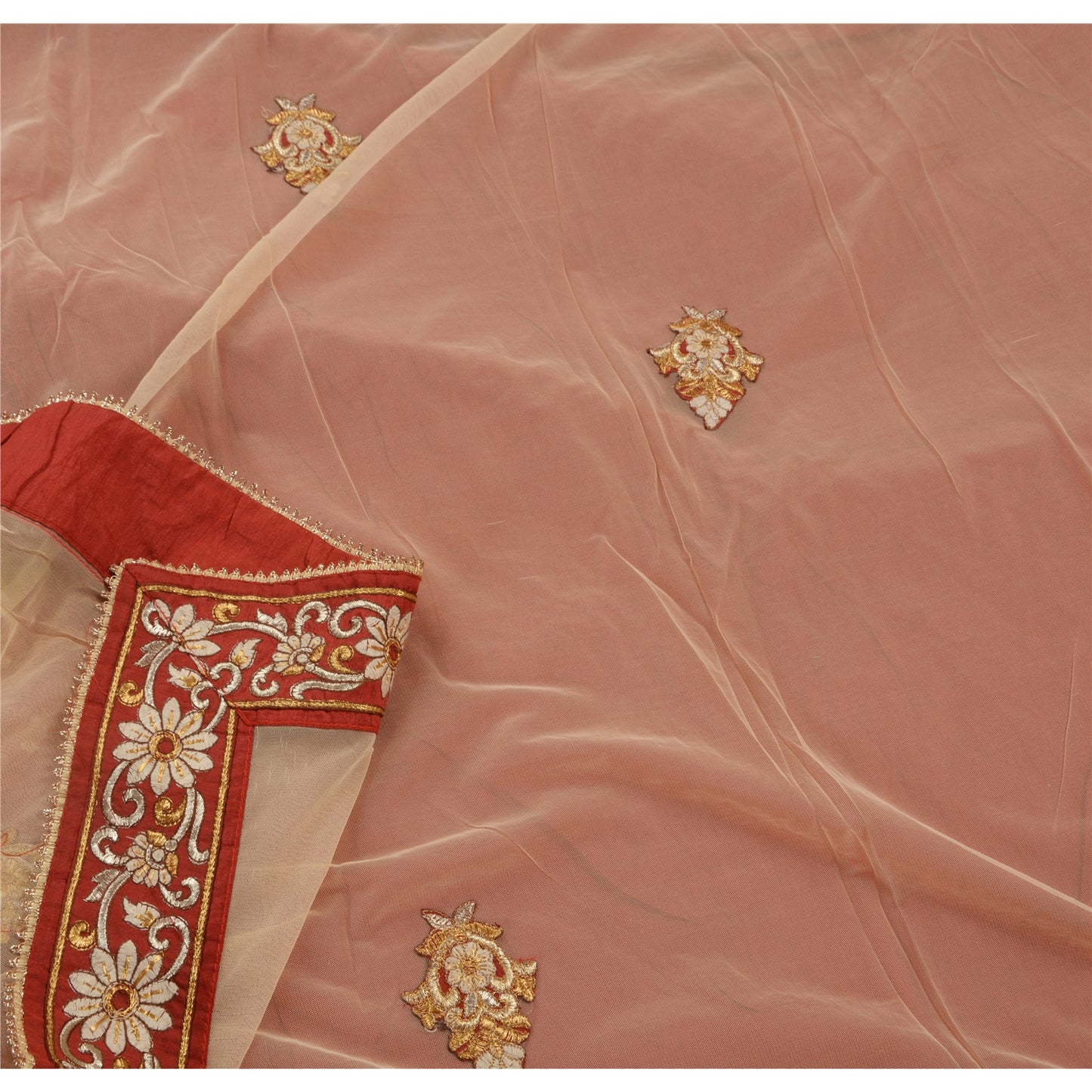 Sanskriti Vintage Heavy Saree Net Embroidered Lehenga Sari With Blouse Piece