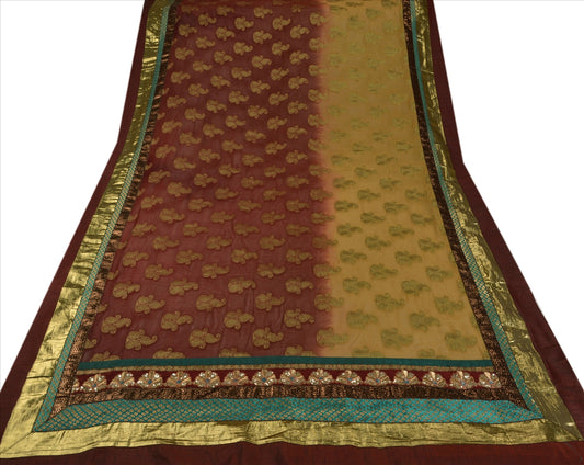 Sanskriti Vintage Indian Saree Cotton Embroidered Woven Pre stitched Chanderi Lehenga Sari