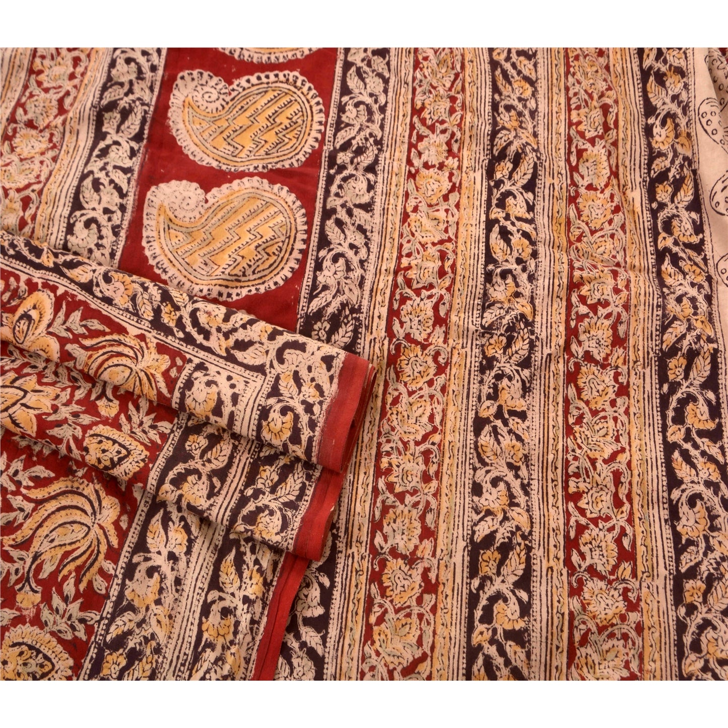 Sanskriti Vintage Heavy Saree 100% Pure Cotton Printed Brown Premium Craft Sari