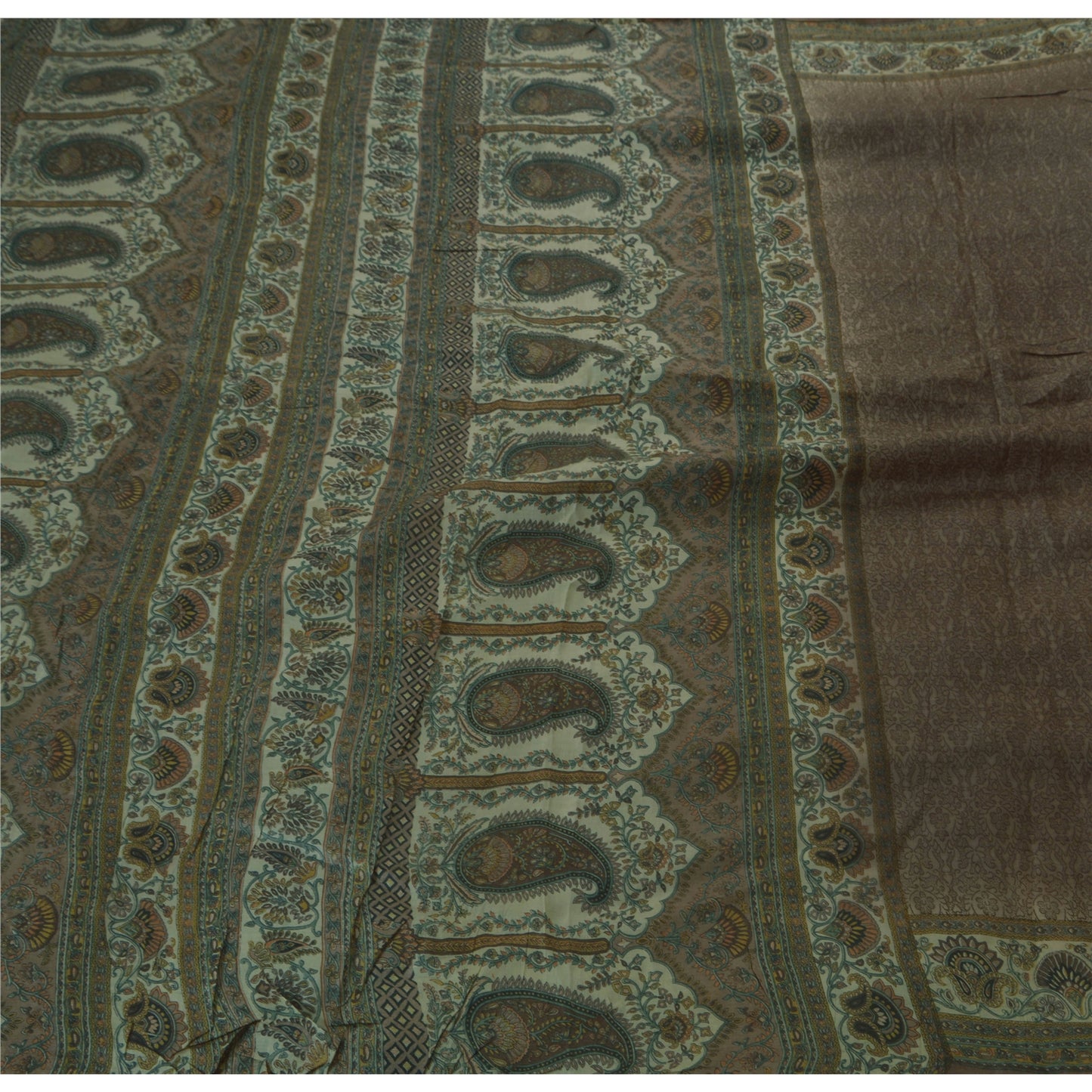 Sanskriti Vintage Heavy Saree Pure Tussar Silk Printed Multicolor Craft Sari