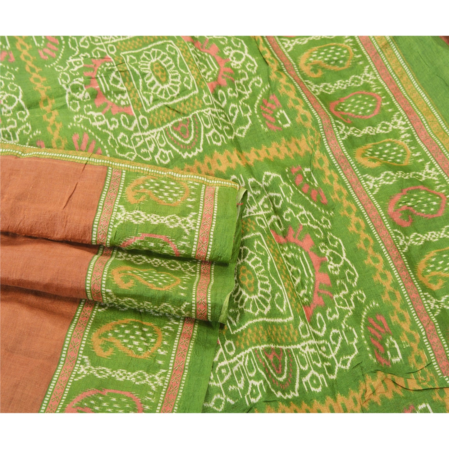 Sanskriti Vintage Brown Heavy Saree 100% Pure Tussar Silk Printed Sustainable Fabric Sari