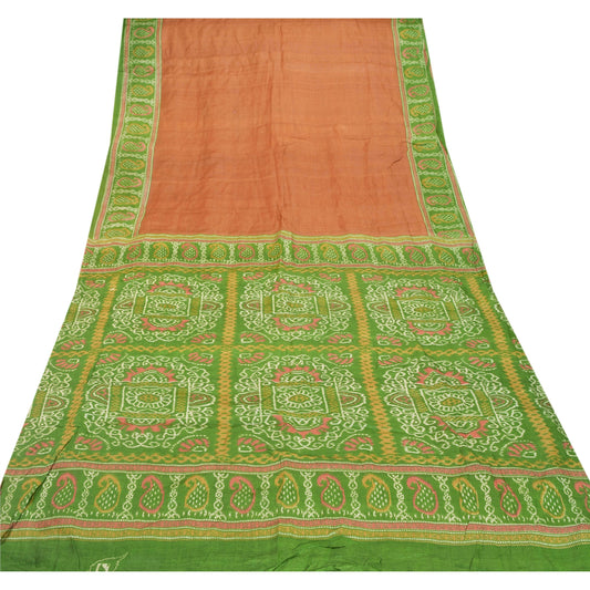 Sanskriti Vintage Brown Heavy Saree 100% Pure Tussar Silk Printed Sustainable Fabric Sari