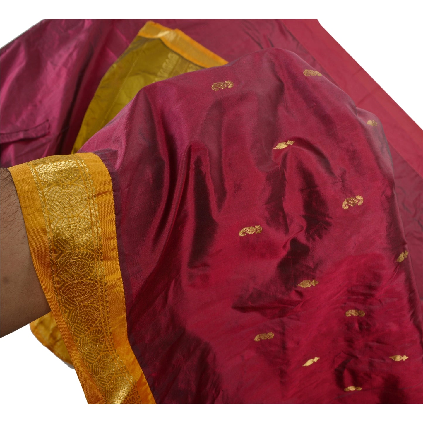 Sanskriti Vintage Heavy Wedding Indian Sari Art Silk Woven Brocade Sarees Sustainable Fabric