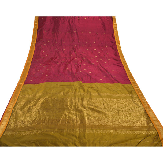 Sanskriti Vintage Heavy Wedding Indian Sari Art Silk Woven Brocade Sarees Sustainable Fabric