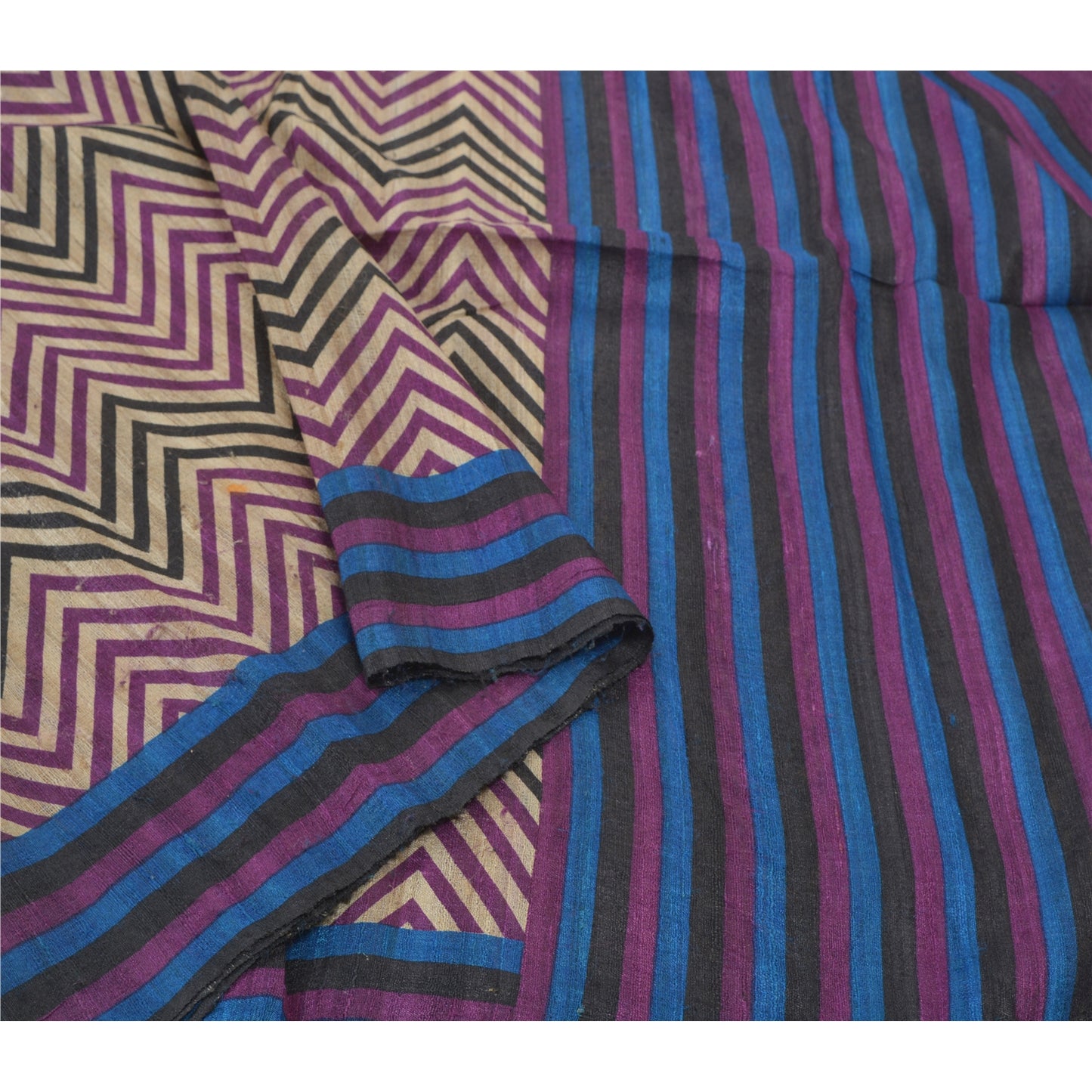 Санскрити Винтаж Тяжелое Индийское Сари Чистый Шелк Ручной Работы Напечатанные Тканые Сари Экологичная Ткань