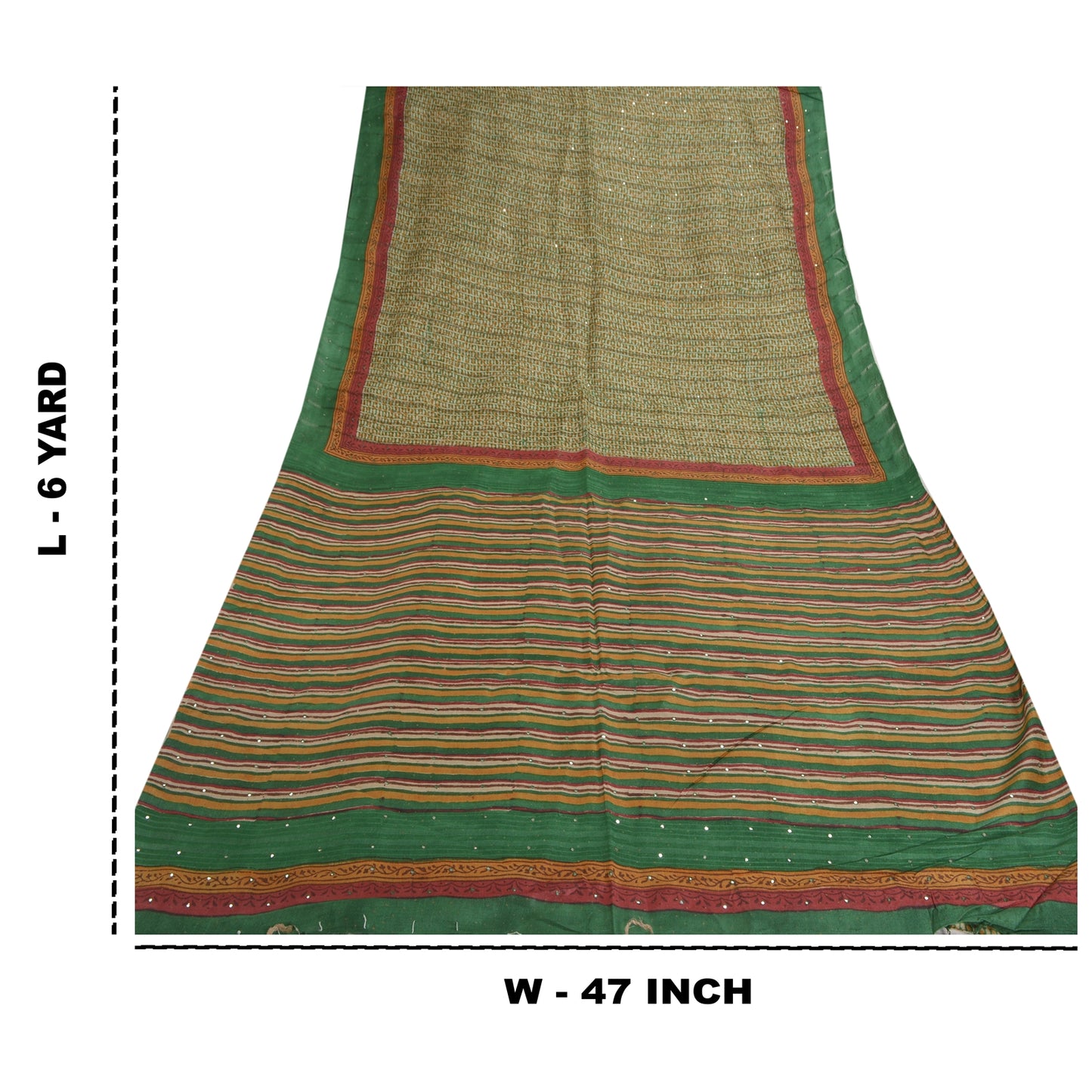 Sanskriti Vintage Heavy Sarees Pure Tussar Silk Handmade Sari Sustainable Fabric Blouse PC