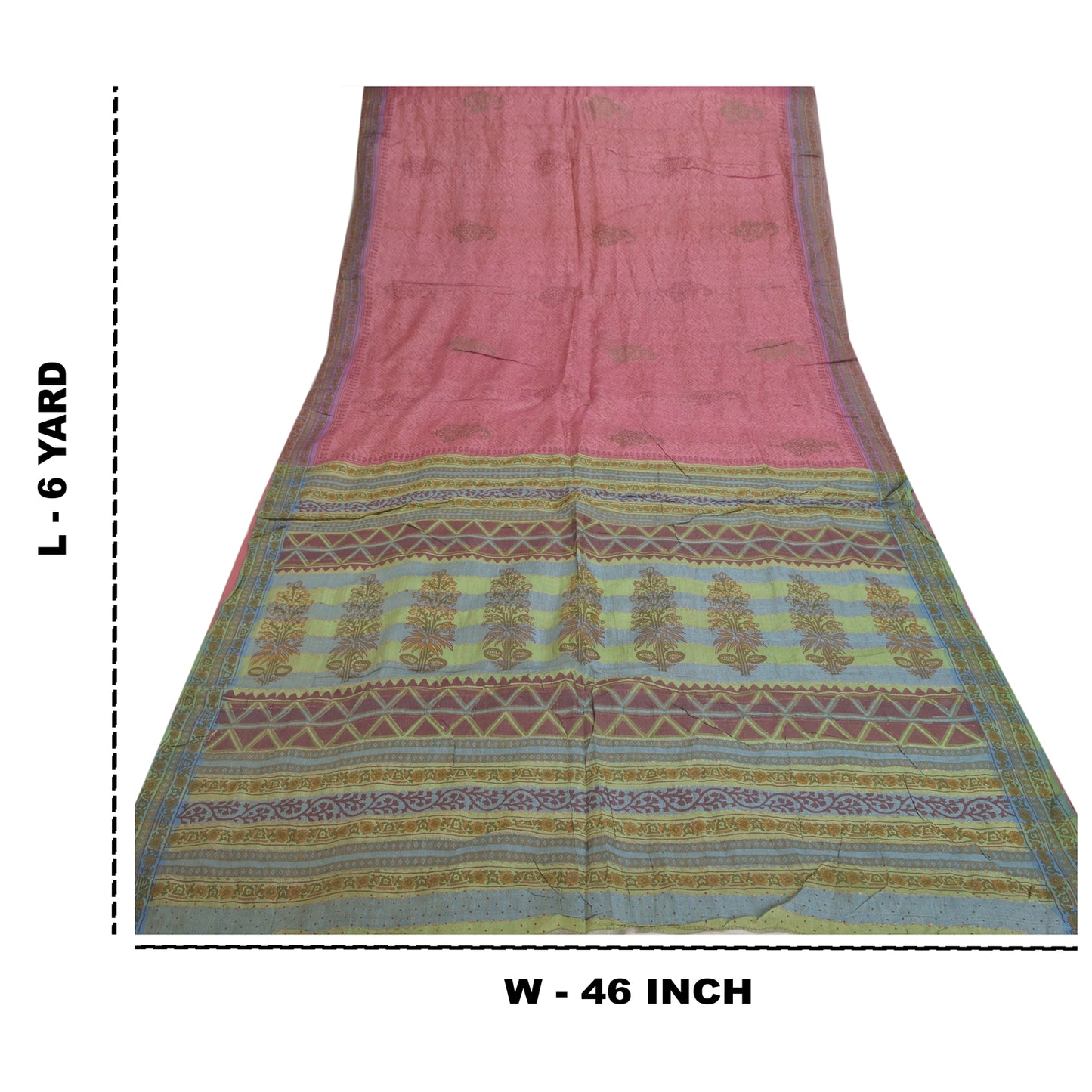 Sanskriti Vintage Pink Heavy Sarees Pure Tussar Silk Block Printed Sari Sustainable Fabric