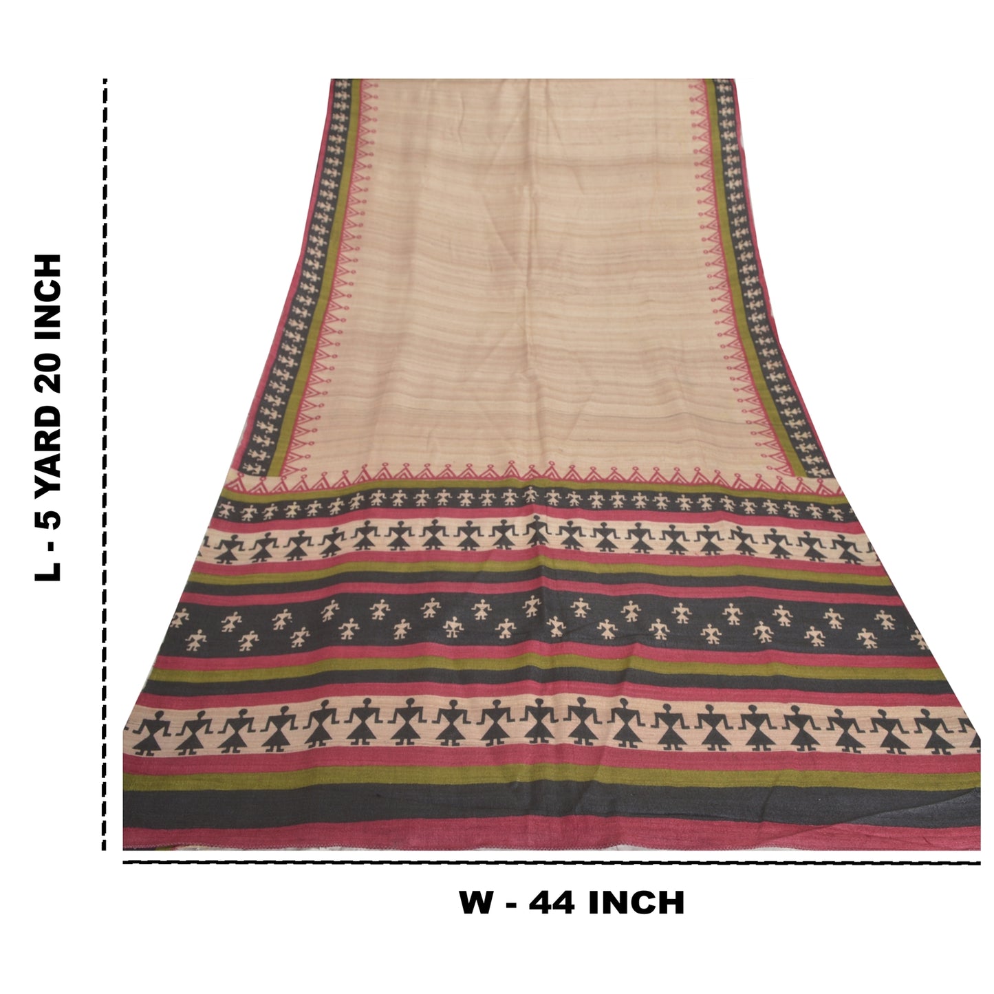 Санскритские винтажные кремовые тяжелые сари из чистого шелка ручной работы с принтом врали сари из экологически чистой ткани