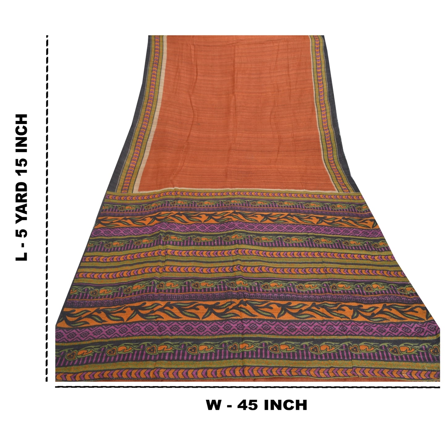 Sanskriti Vintage Saffron Heavy Sarees Pure Handloom Silk Printed Woven Sari Sustainable Fabric