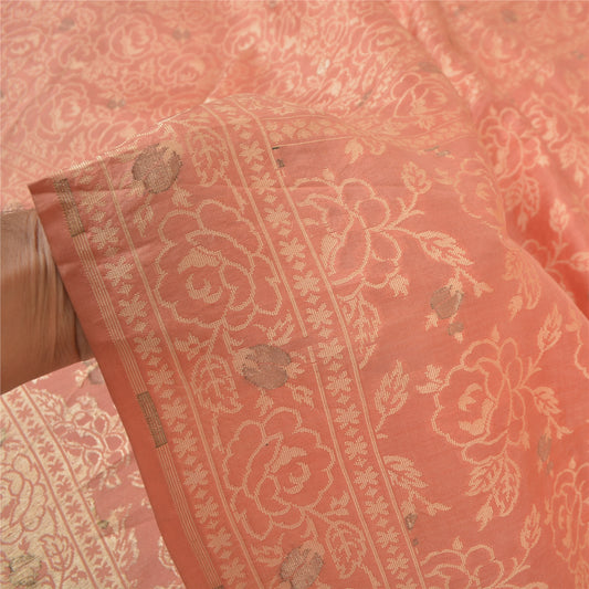 Sanskriti Vintage Hand Woven Sari 100% Pure Silk Saree Sustainable Fabric Metallic Zari