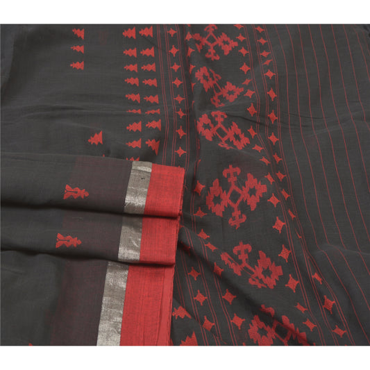 Сари Sanskriti Vintage Black Saree 100% чистый хлопок тант тканый ремесленный устойчивый материал сари