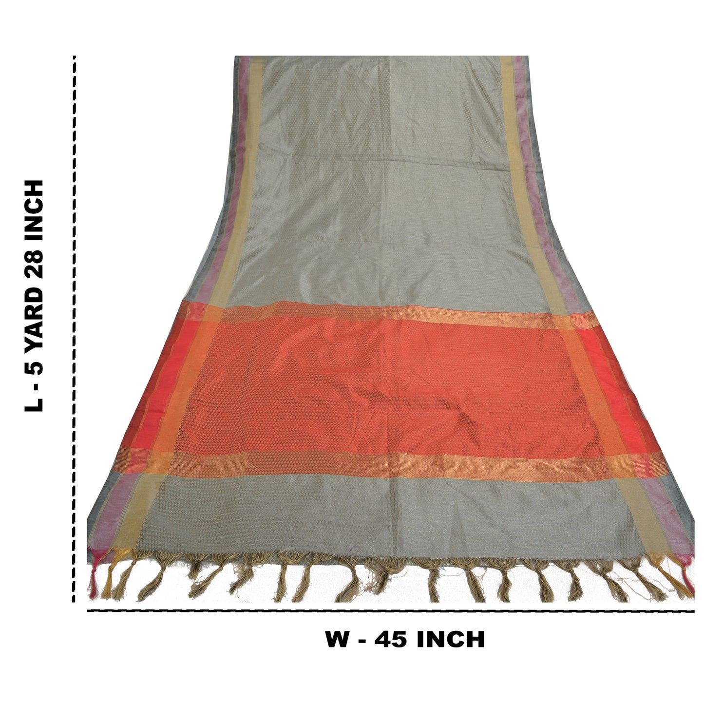 Sanskriti Vintage Grey Heavy Sarees Art Silk Hand Woven Indian Sari Sustainable Fabric