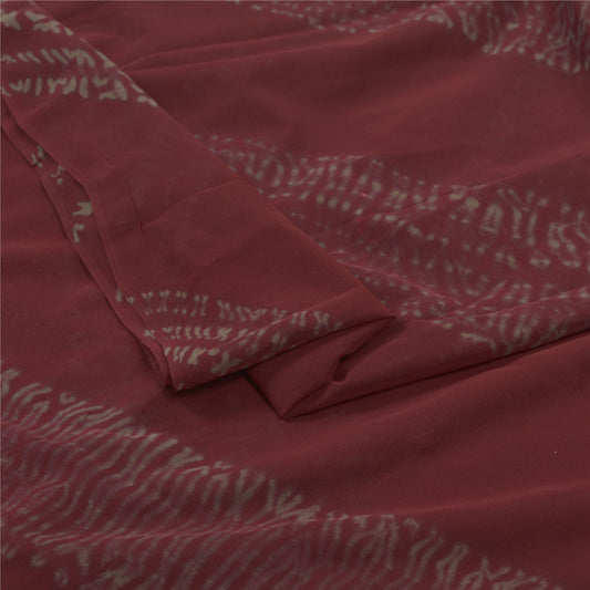 Sanskriti Vintage Dark Red Heavy Sarees Pure Georgette Silk Leheria Sari Sustainable Fabric